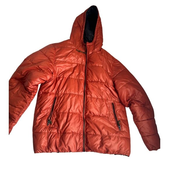 Point Zero Reversible Mens XXL Orange Puffer Jacket With Hood & Black Lining. - Picture 1 of 11